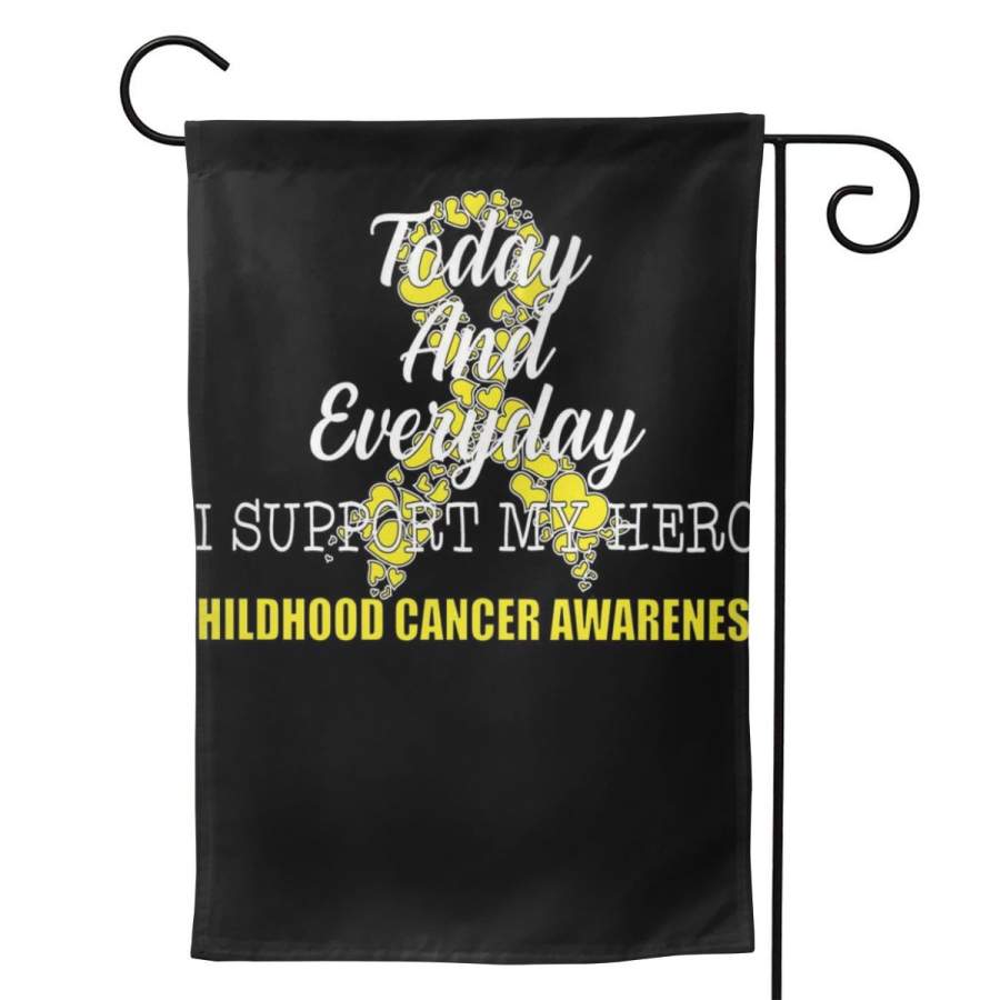 2 Pcs Garden Flag Today Everyday I Support My Hero Childhood Cancer Horizontal Poster 12.5″x18″ -Mothers Day, Birthday Gifts for Mom, Dad, Wife, Husband, Daughters, Grandma, Friends