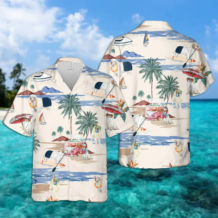 Clumber Spaniel Summer Beach Hawaii Hawaii Shirts For Men Short Sleeve Aloha Shirt Ha28418