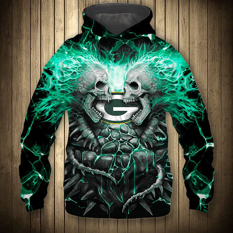 Electric Green Bay Packers Skull Hoodies – Halloween Hoodie