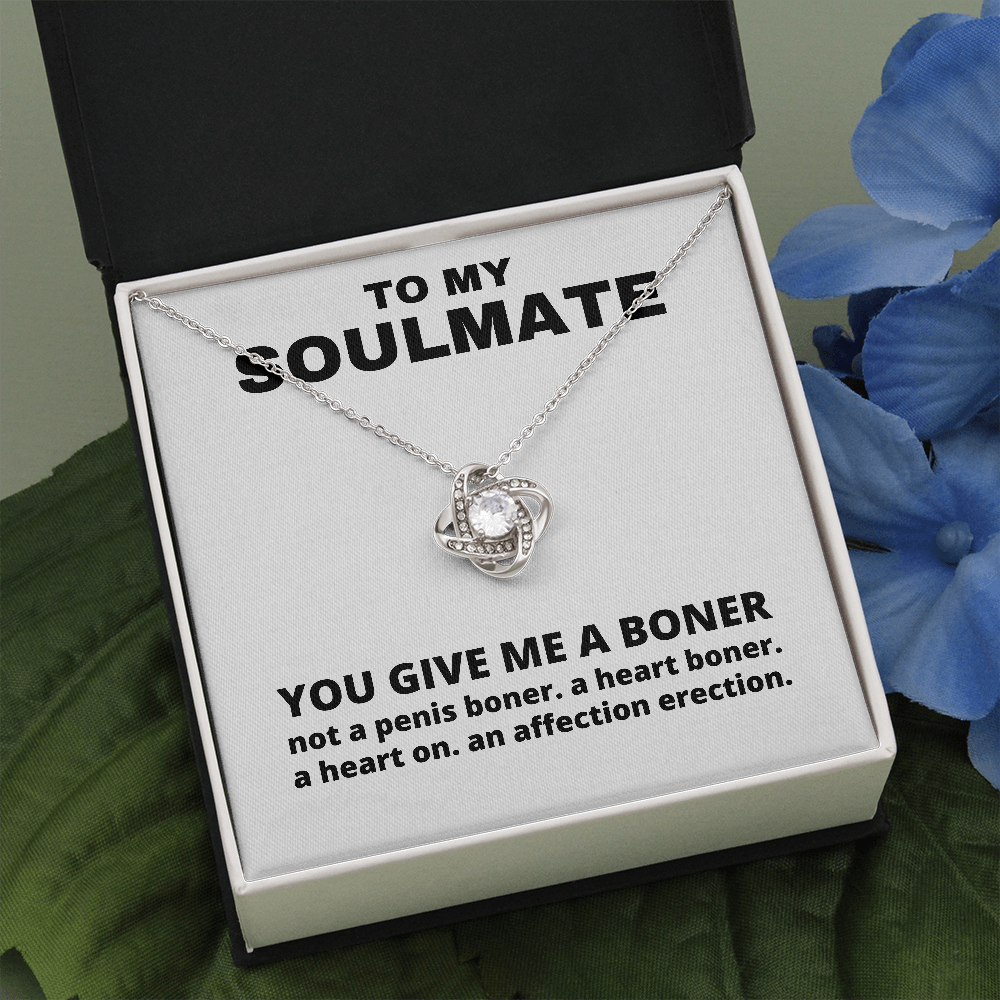 (Almost Gone) You Give Me Boner Affection Erection – Best Seller Love Knot Necklace Funny Gifts For Her – Funny Birthday Gifts – Valentines Day Funny Gifts For Her – Jokes Gag Anniversary Gift Ideas For Wife – Romantic Gift For Soulmate