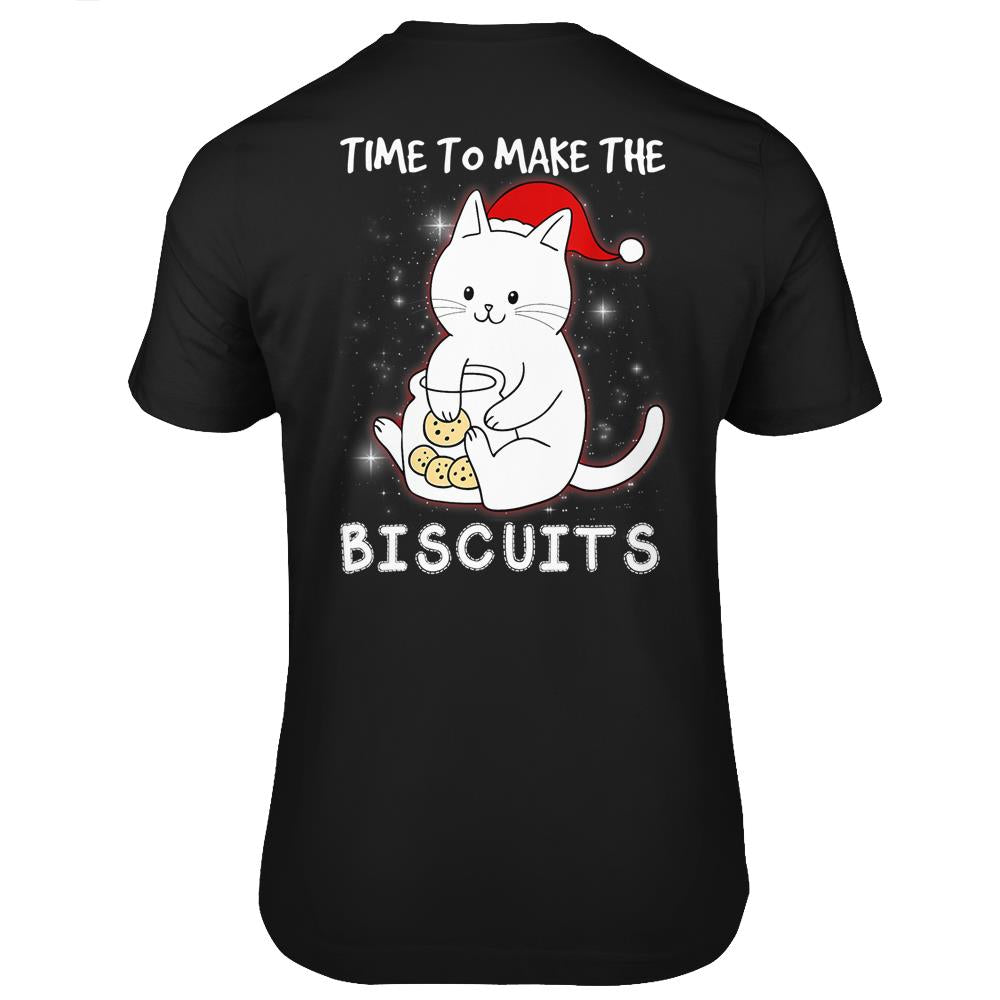 Time To Make The Biscuits Shirt Kitten Cat Kneading Dough T Shirts Print On Back