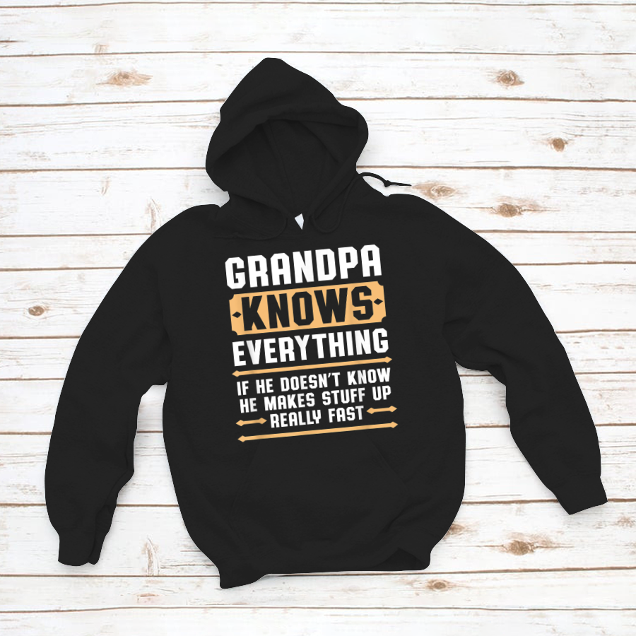 Mens Grandpa Knows Everything Shirt Pops Grandpa Christmas Gift Tshirt