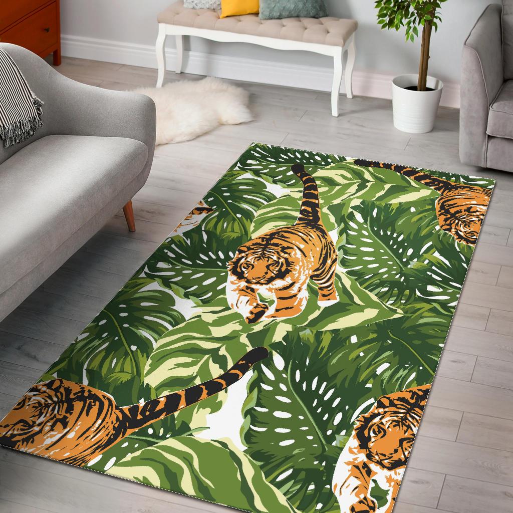 Bengal Tiger Pattern leaves Area Rug