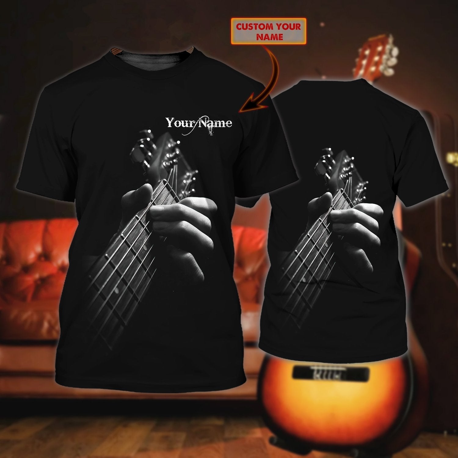 Personalized 3D Playing Guitar Shirt, Guitar Sublimation Shirt For Music Lovers