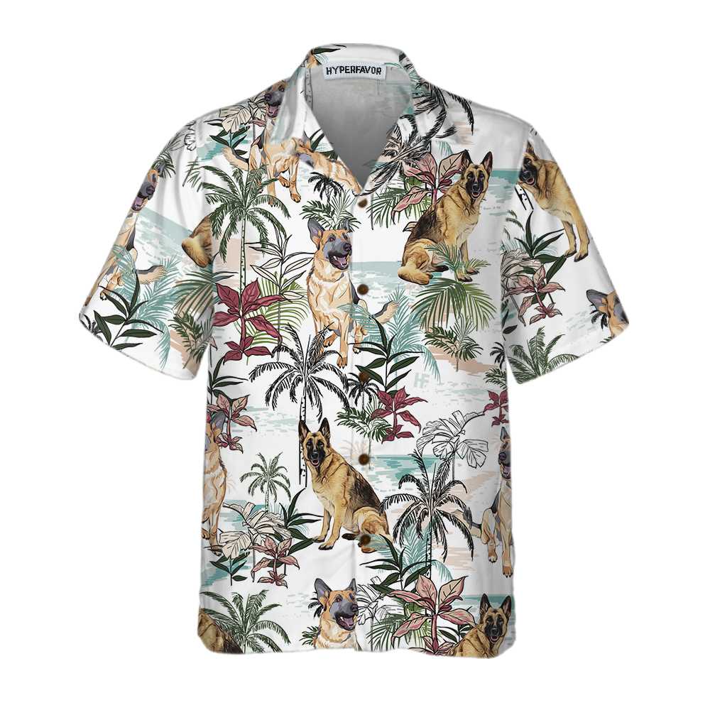 German Sheperd Summer Tropical Pattern Hawaii Shirt For Dog Lovers Ha109835