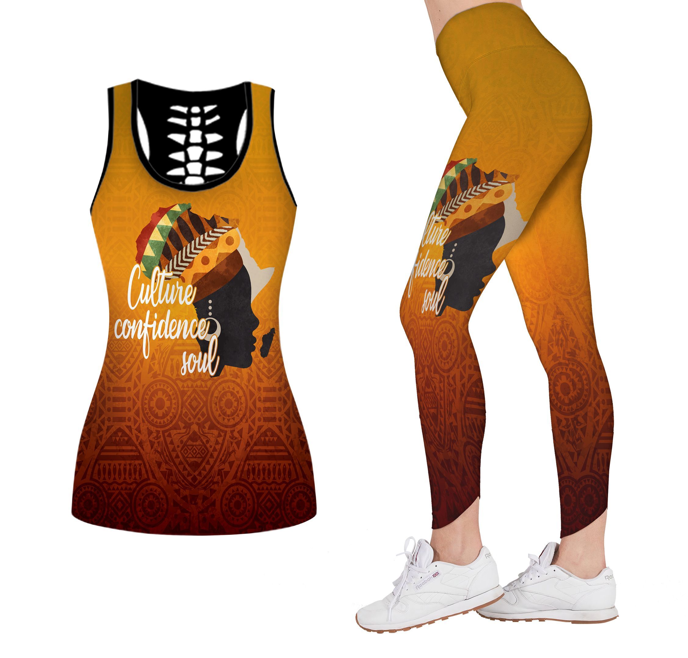 African American Tank Top + Leggings, Culture Confidence Soul Leggings Tank Top