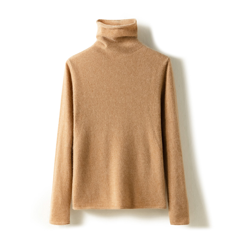 2022 autumn and winter new 100% pure cashmere sweater women pile pile collar sweater slim bottom with knitted cashmere sweater alx