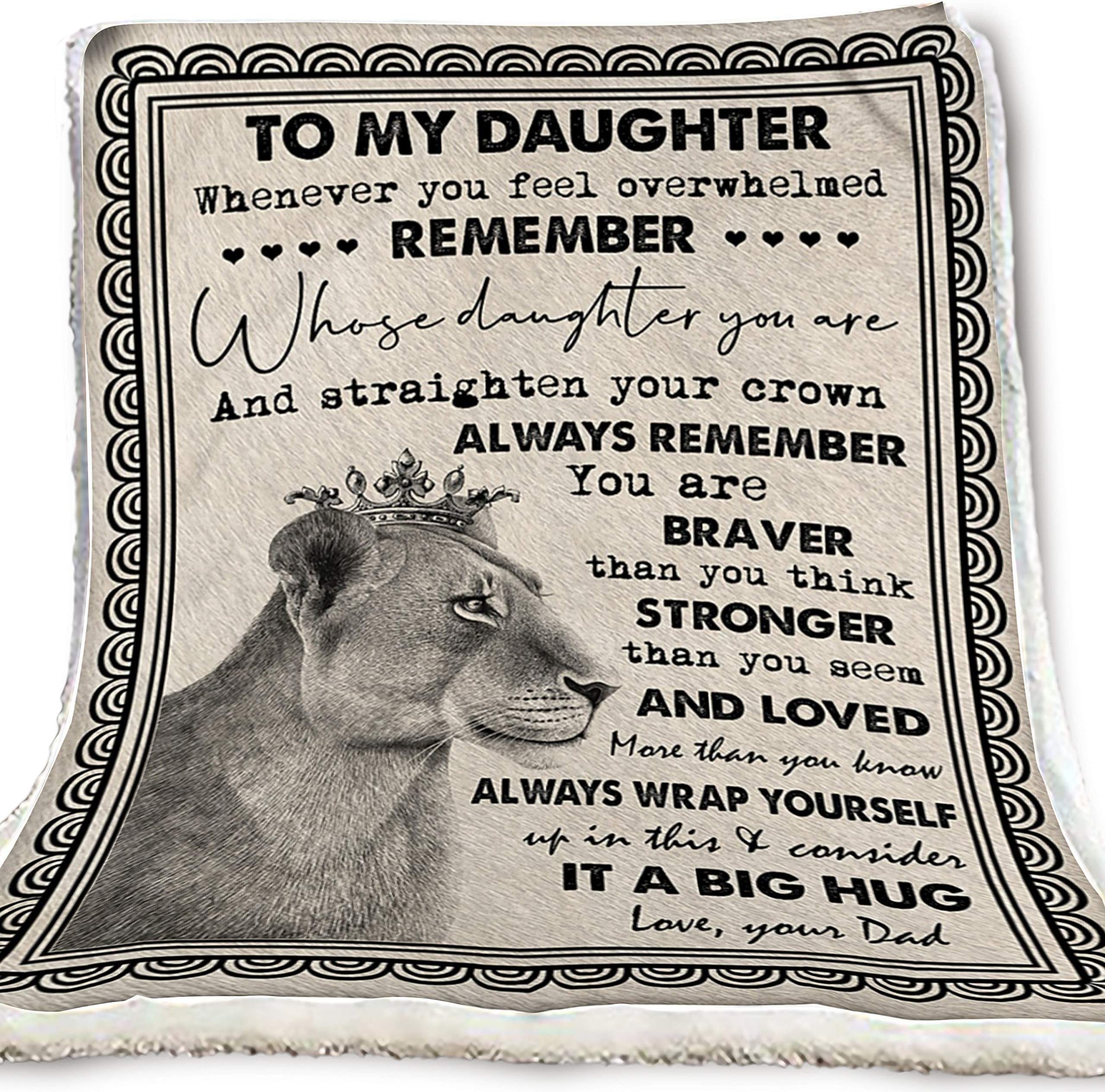 Skitongifts Blanket For Sofa, Bed Throws On Christmas, Birthday Lion To Daughter Whenever You Feel Overwhelmed Remember Whose Daughter You Are