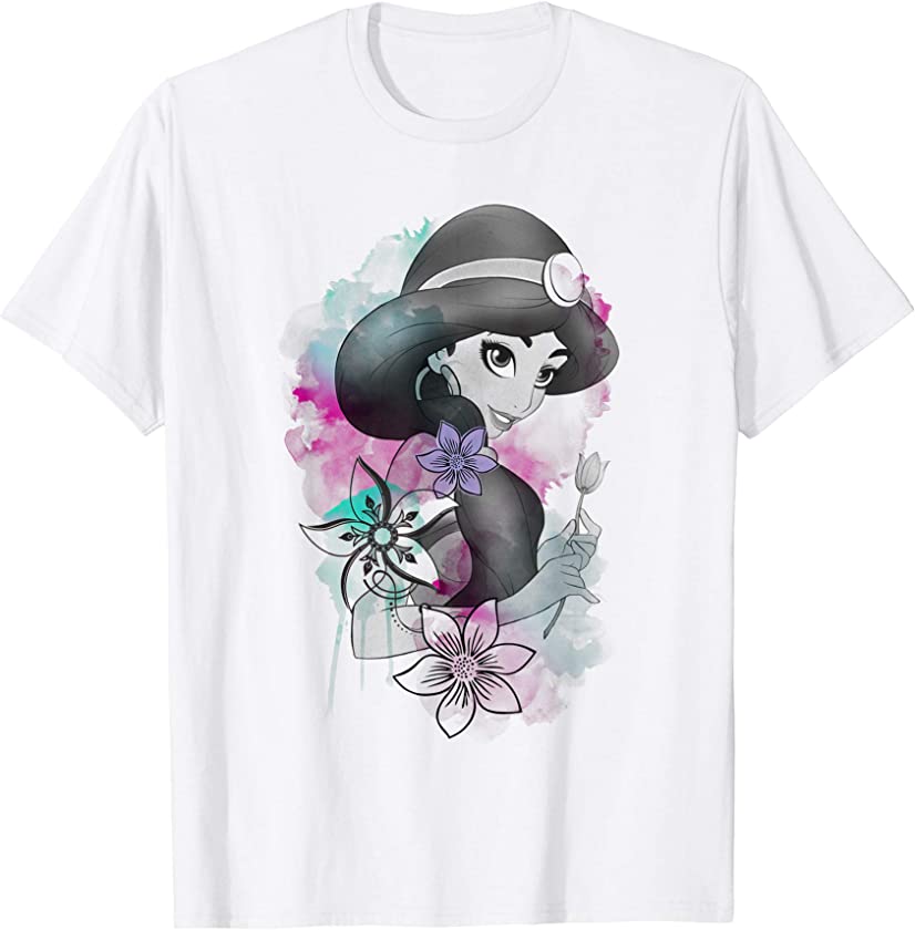 Aladdin Jasmine Floral Watercolor Portrait T-Shirt