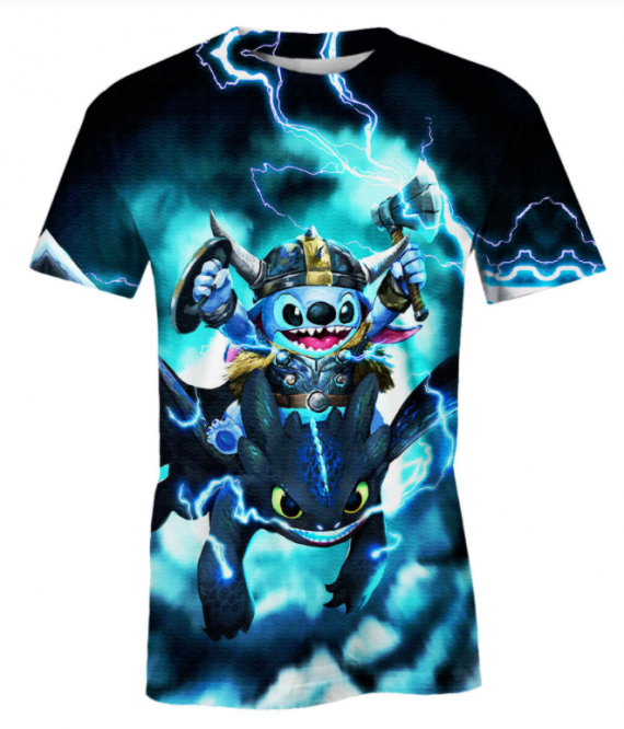 Stitch And Toothless 3D Tshirt