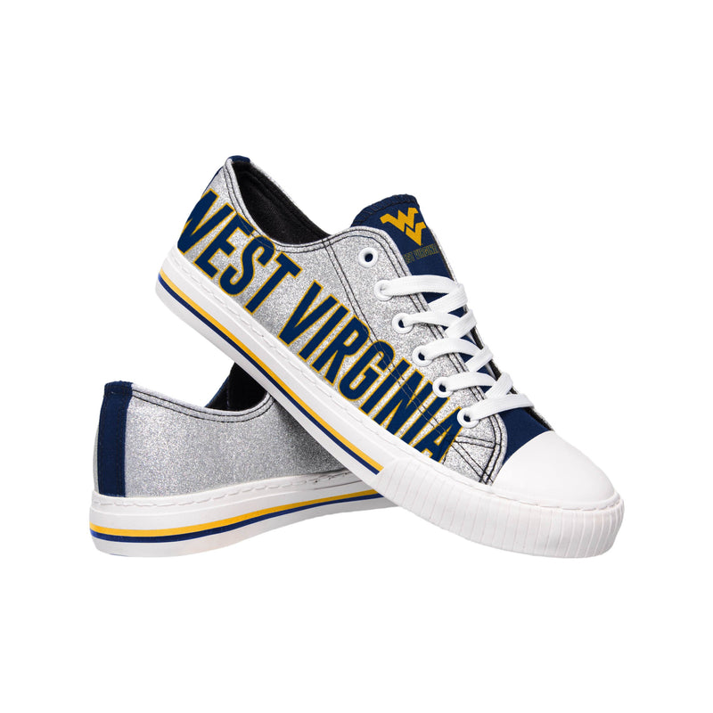 West Virginia Mountaineers NCAA Womens Glitter Low Top Canvas Shoes