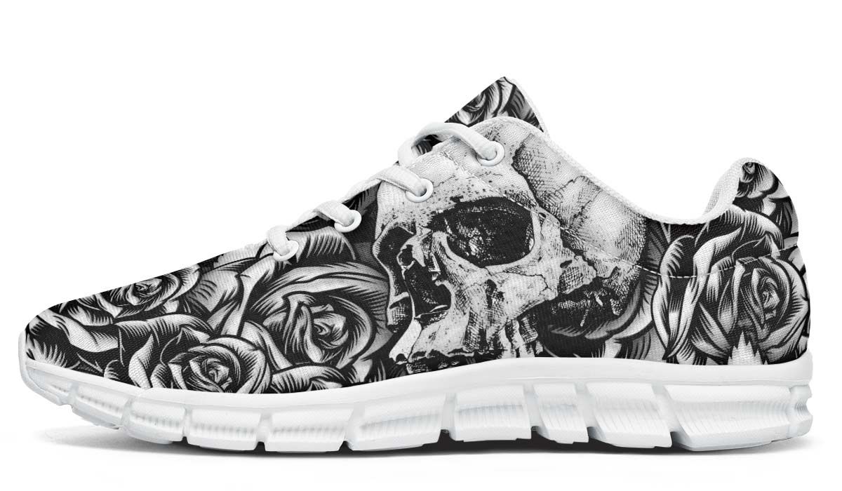 Cartoon Style Skeleton And Roses Breathable Sneakers Custom Shoes