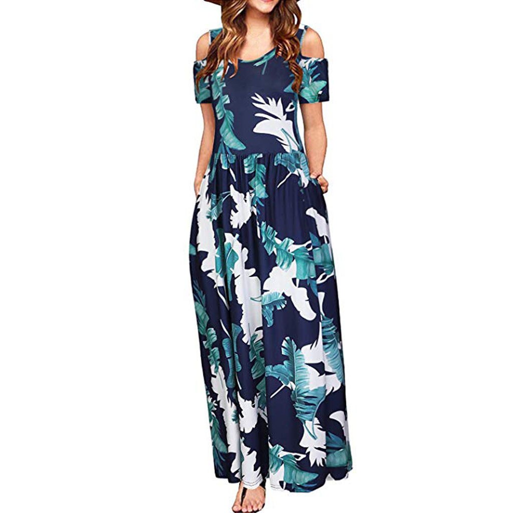 Ankle-length Dresses For Women Casual Summer Floral Print Elegant Maxi Long Dress Pocket Maxi Dress Bohemian Beach Style Robe alx