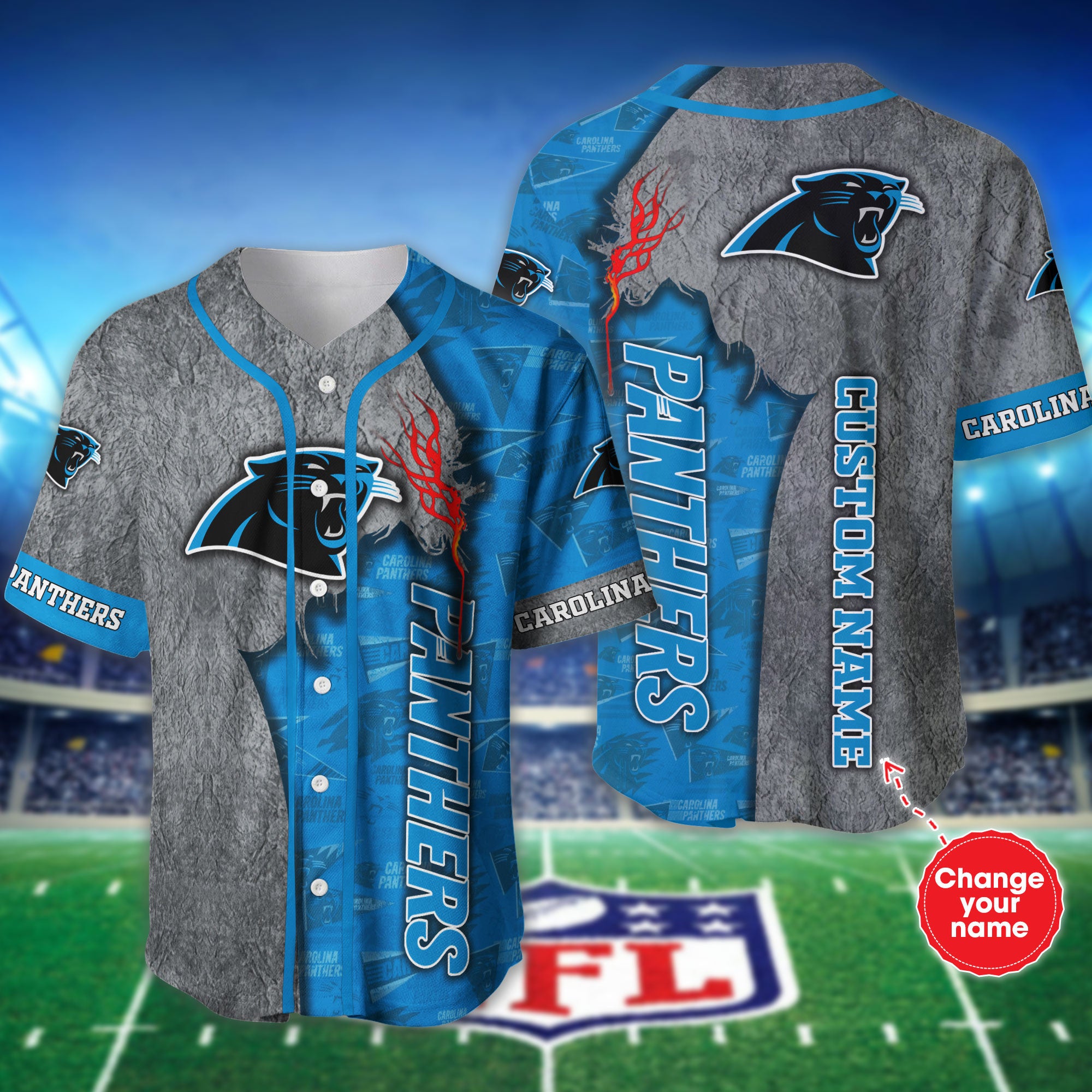 Carolina Panthers Baseball Jersey Shirt Custom Name