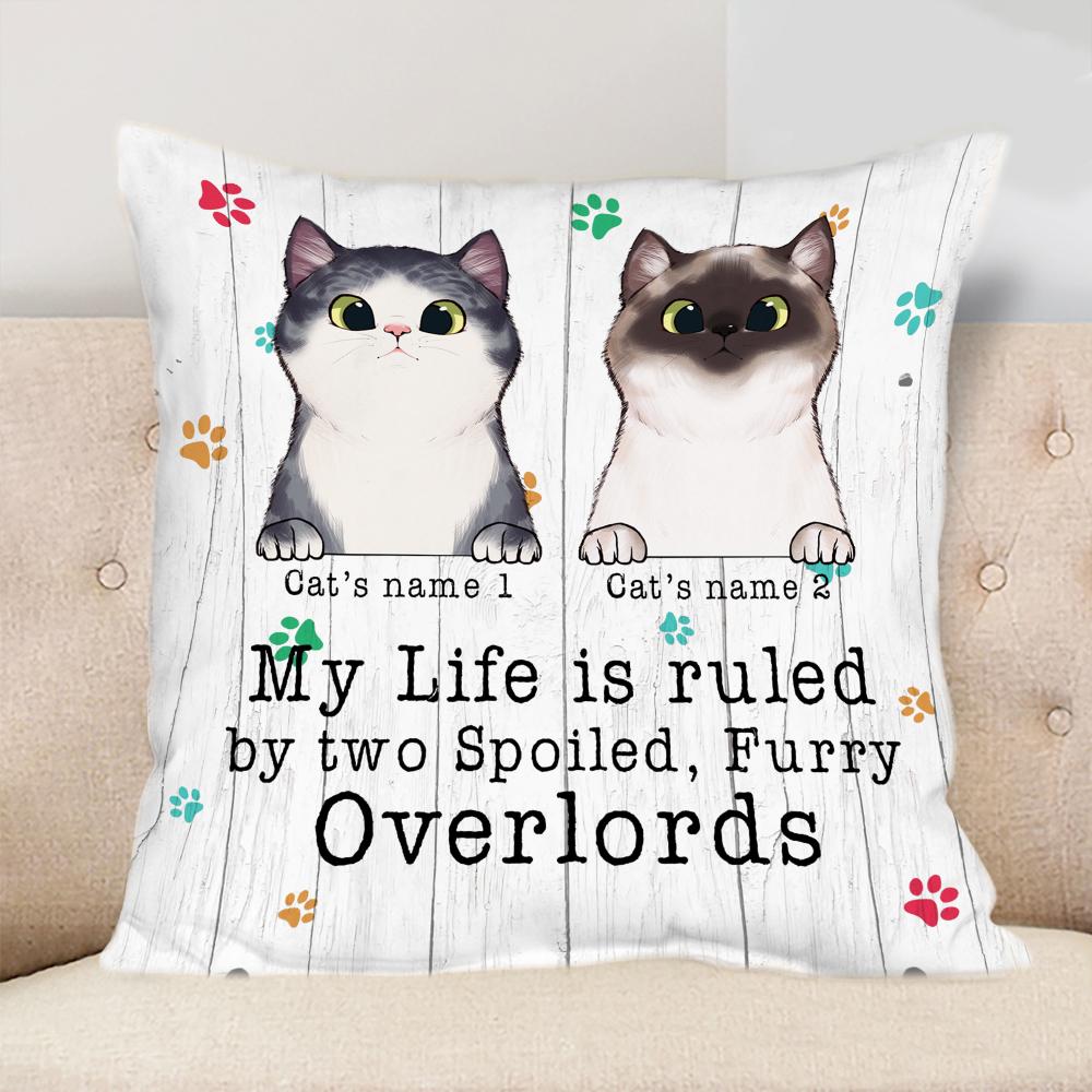 Customized Pillow Cats Furry Overlords Vintage Cat Kitten Custom Bespoke Inspire Pillow Chistmas Home Decor Gift