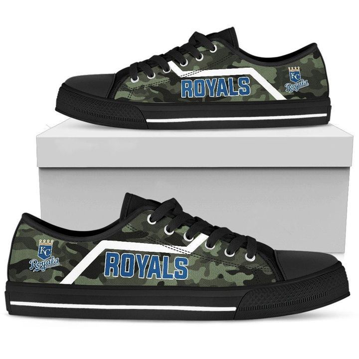 Simple Camo Kansas City Royals Low Top Shoes 453 For Men And Women Custom Canvas Shoes Low Top Canvas Shoes