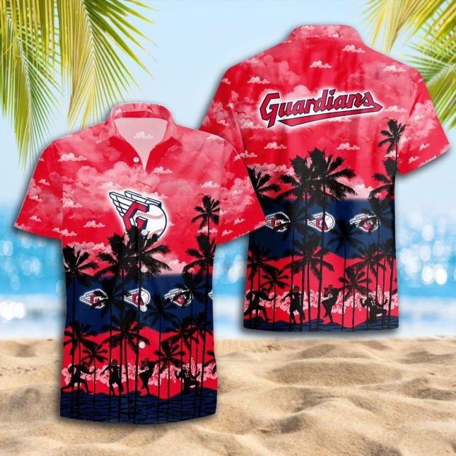 Cleveland Guardians Hawaiian Shirt Tropical Sunset Design
