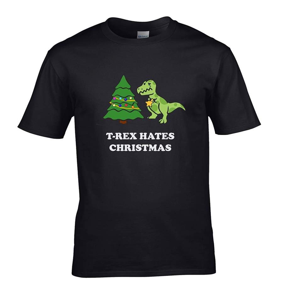 T-Rex Hates Christmas Tree Sad Gift Mens T-Shirt Cool Funny Gift Present For Men