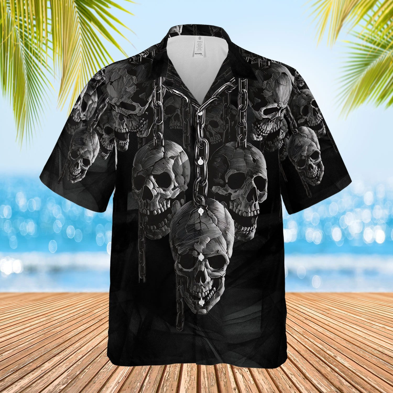 Honor Chained Skulls Grey Black Aloha Hawaii Shirts Ha88523