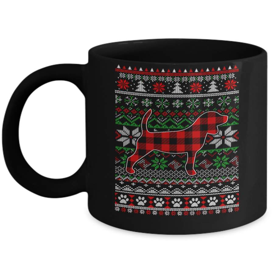 Beagle Red Plaid Ugly Christmas Sweater Gifts Mug