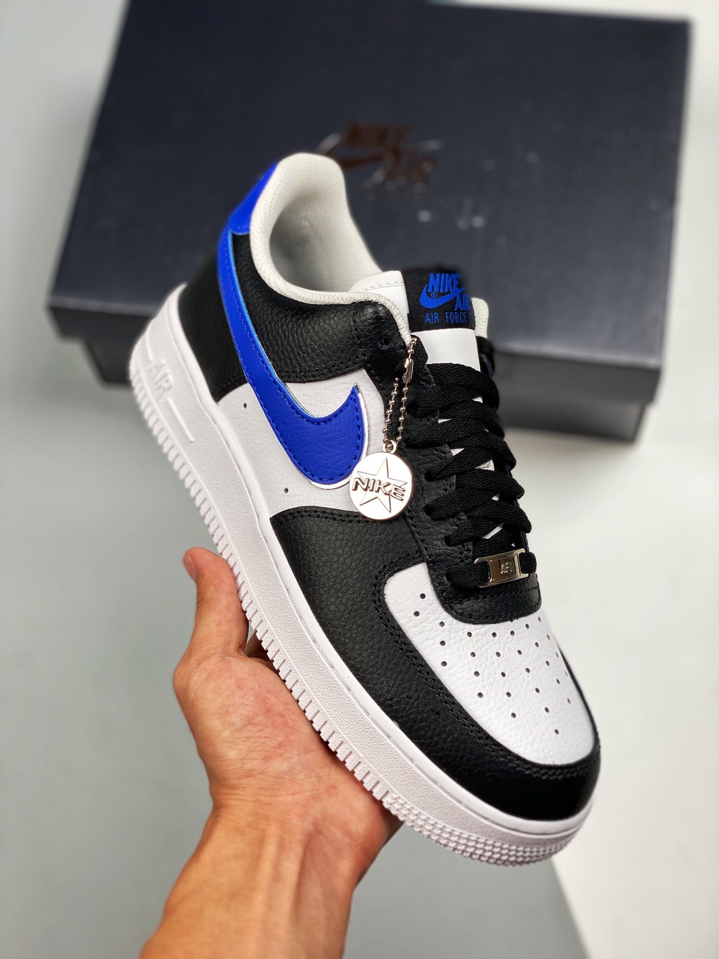 Nike Air Force 1 BlackGame RoyalWhiteMetallic Silver 5340639