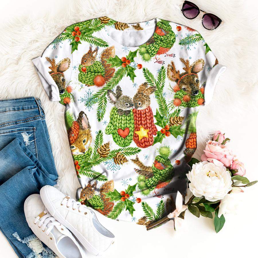 Christmas Rabbit With Pine T-shirt