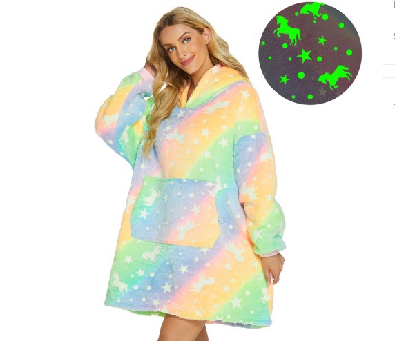 Blanket Hoodie Wearable Hooded Blanket Glow in The Dark Oversized Blanket Sweatshirt Sherpa Fleece Hooded Blanket with Sleeves alx