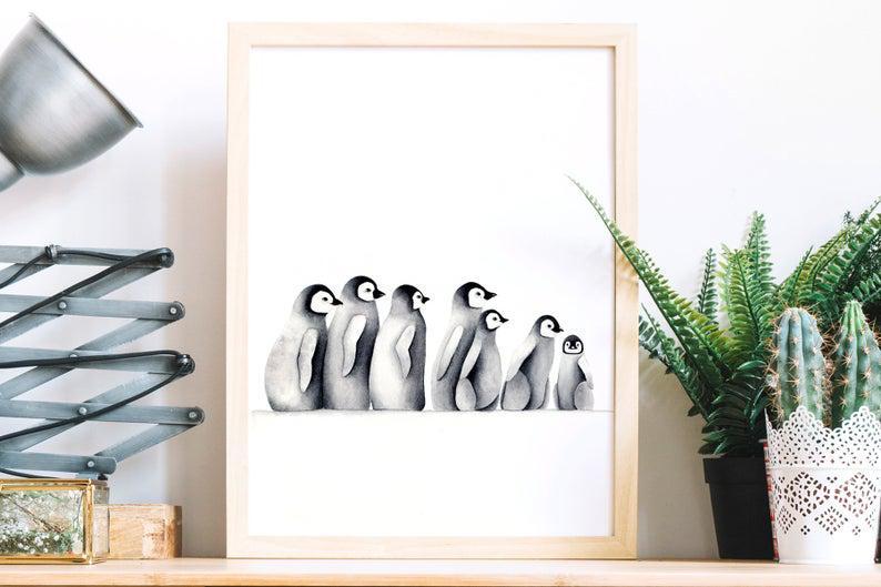 Watercolor Penguins,Poster Penguins,Print Penguins,Painting Penguins,Portrait Penguins