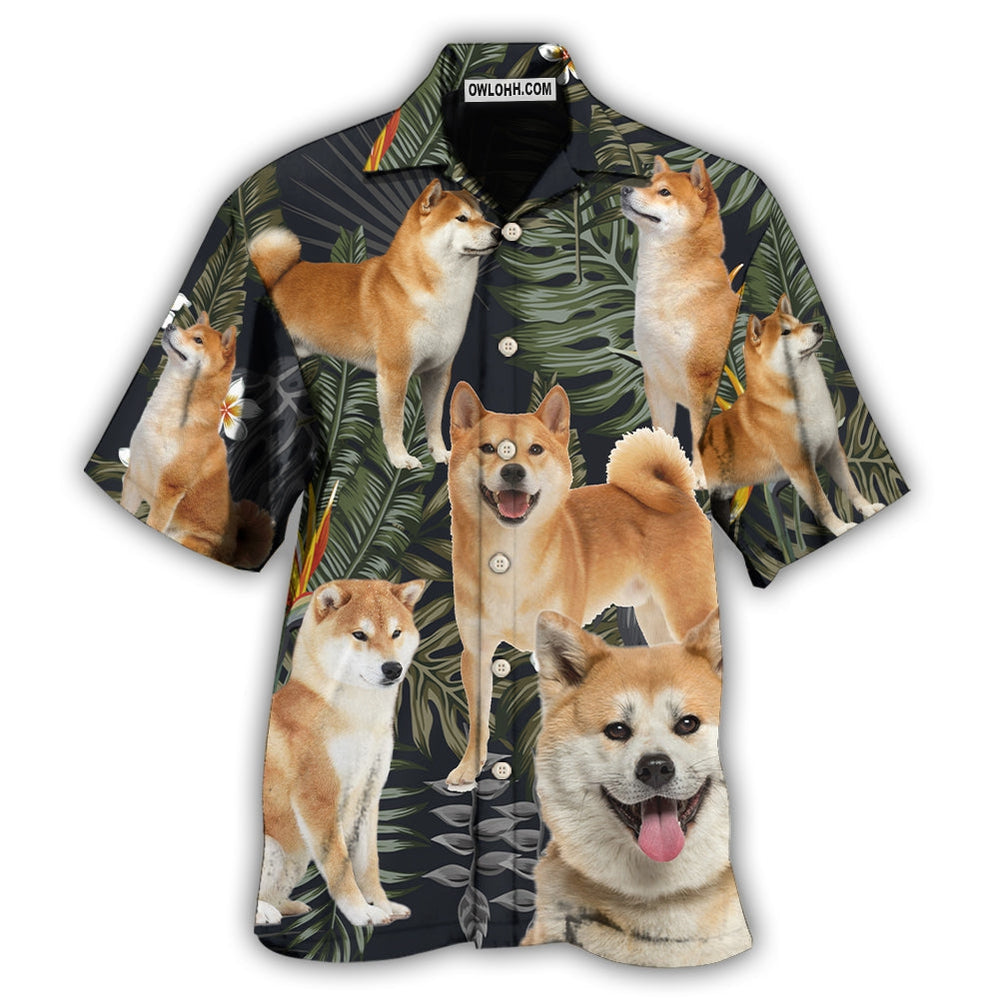 Akita Dog Tropical Leaf Dark Style – Hawaiian Shirt  – Owl Ohh