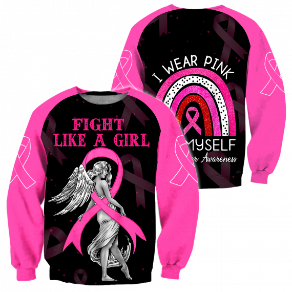 Fight Like A Girl Breast Awareness All Over Print Us Unisex Size Sweatshirt