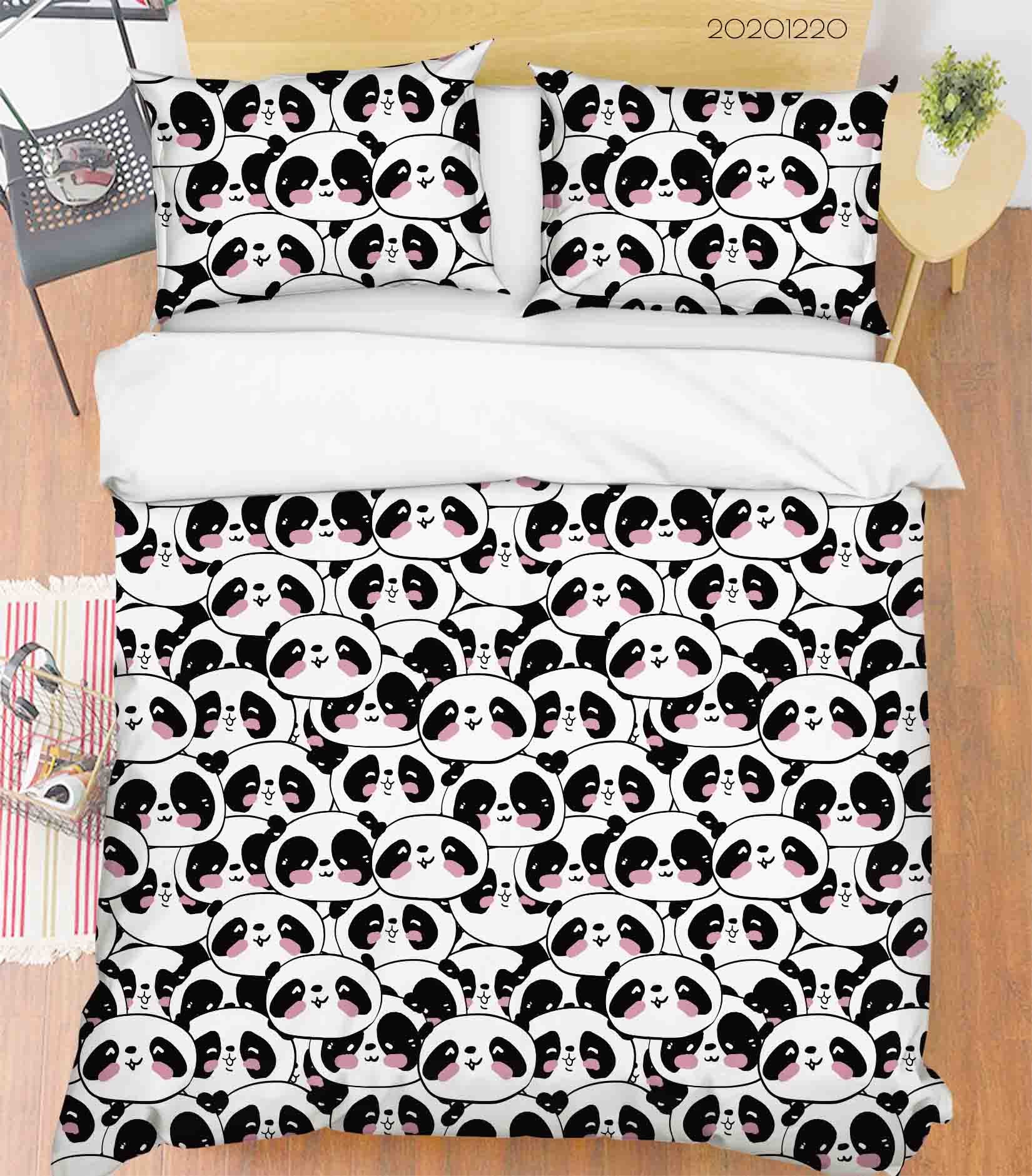 3D Hand Drawn Animal Panda Quilt Cover Set Bedding Set Duvet Cover Pillowcases 66