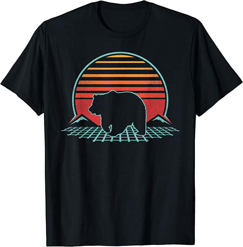 Bear Retro Vintage 80s Style Grizzly Brown Bear Gift T-Shirt