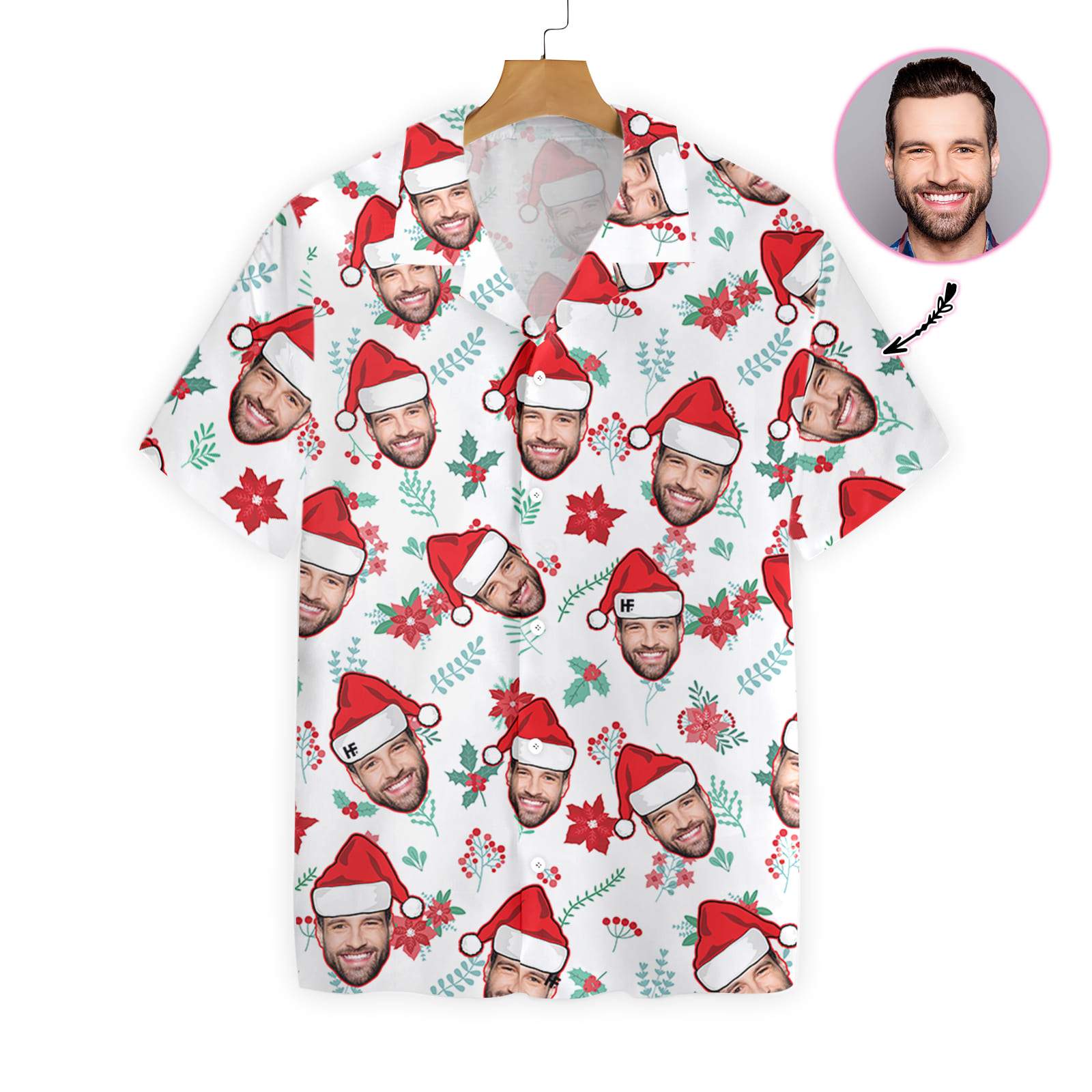 Funny Custom Face Christmas Pattern Seamless 03 2710 Hawaii Shirt Ha91554