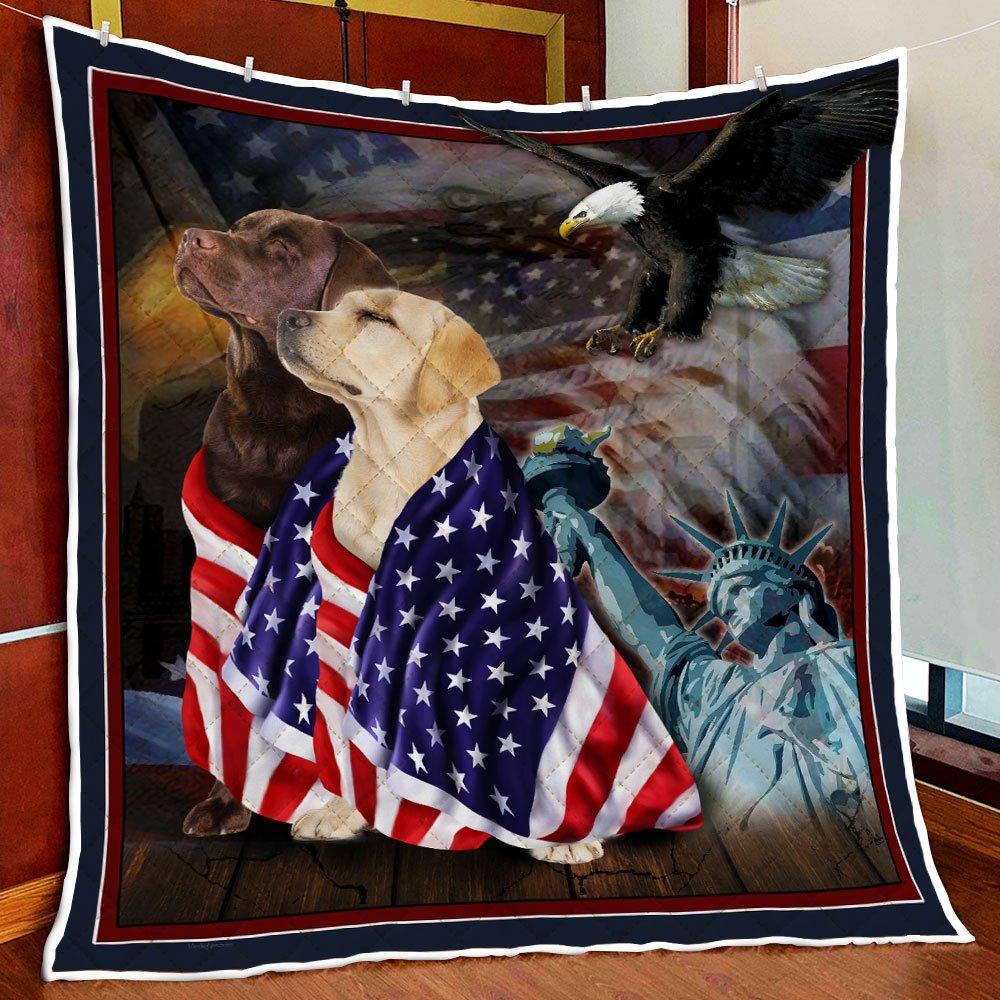 Blanketify Chocolate And Yellow Labrador Retriever American Patriot Quilt Gift For 4Th Of July In Dependence Day,Dog Lovers,Friend,Birthday Gift,Family Gift Home Decor Bedding