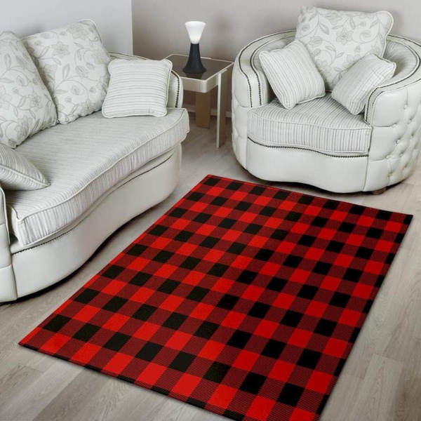 Red Plaid Area Rug