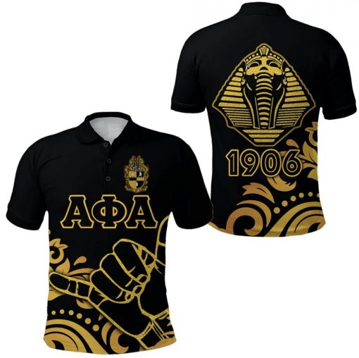 Alpha Phi Alpha 1906 Hand Sign Sphinx Black Polo Shirt