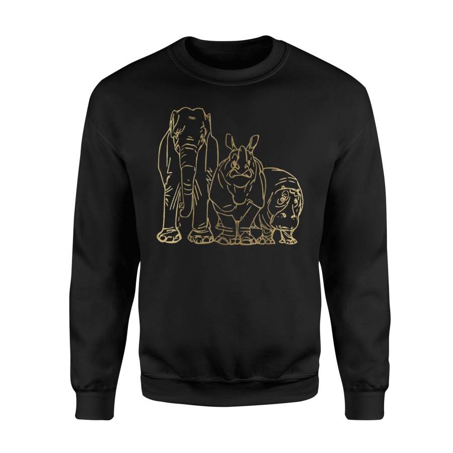 African Safari Animals Elephant Hippo And Rhino Sweatshirt