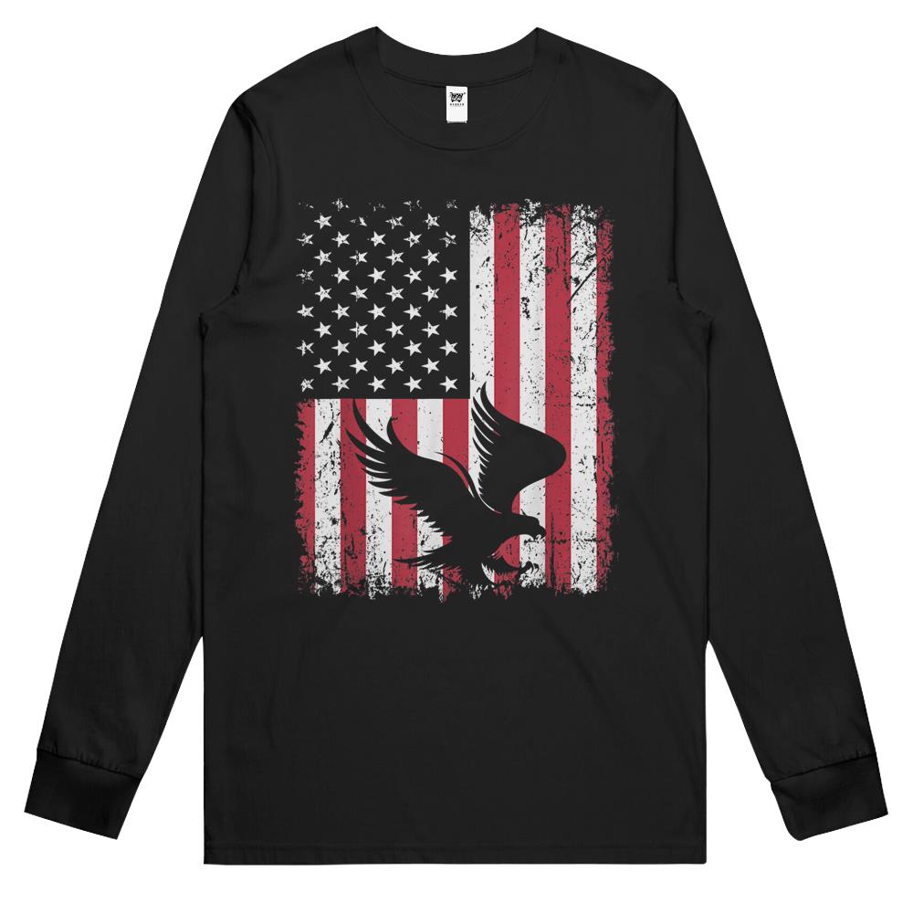 American Flag Eagle Animal Vintage 4th Of July Gift Long Sleeve T Shirts