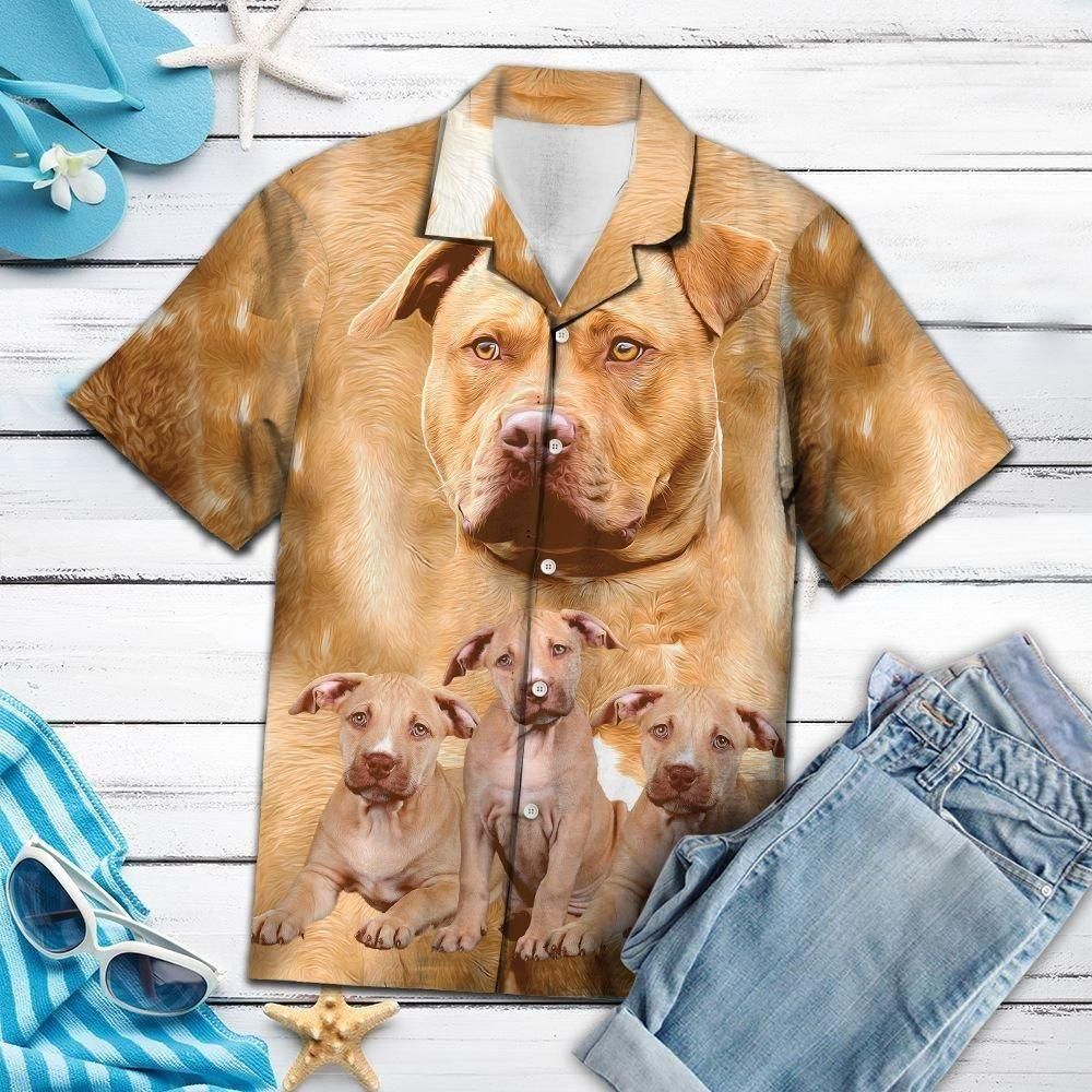 Awesome American Pit Bull Terrier Aloha Hawaiian Shirt Colorful Short Sleeve Summer Beach Casual Shirt For Men And Women