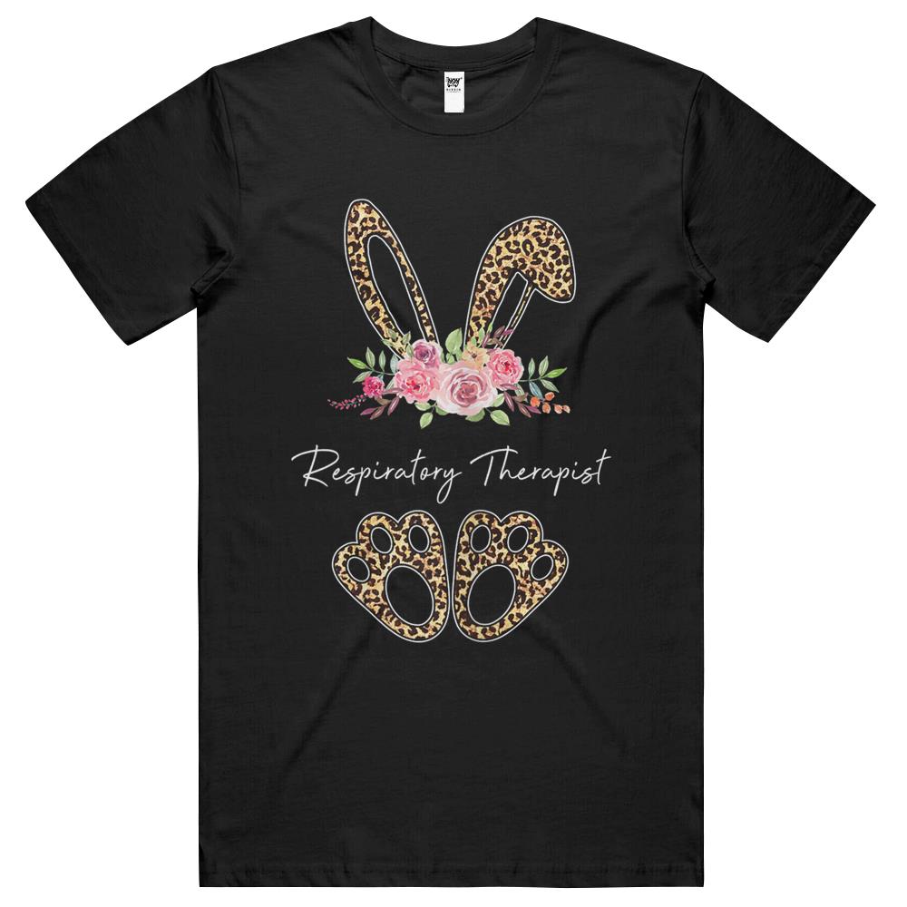 Womens Respiratory Therapist Bunny Leopard Flowers Easter Gifts T Shirts