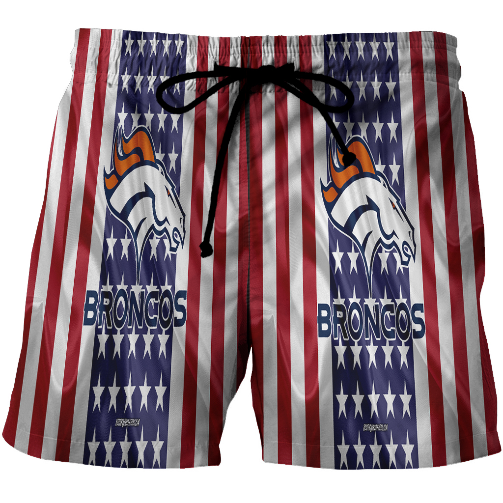 Denver Broncos American Flag V26 3D All Over Print Summer Beach Hawaiian Short