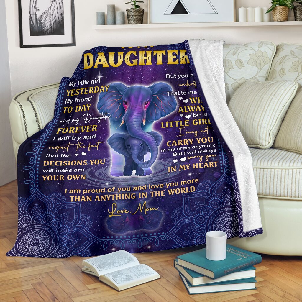 Elephants Blanket Gift for Birthday – You Will Always Be My Little Girls Mothers Gifts Blanket Quilting  for Daughter