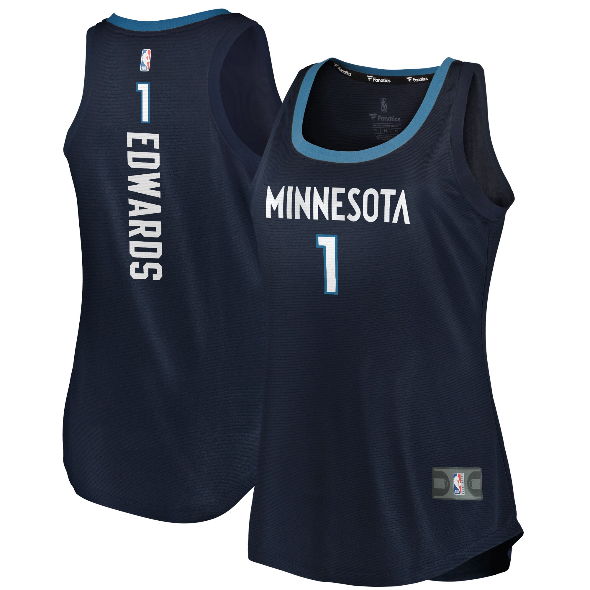 Anthony Edwards Minnesota Timberwolves Women's Fast Break Tank Jersey – Icon Edition – Navy