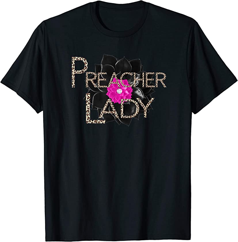 Women’s Preacher Lady Leopard Black Pink Female Minister T-Shirt