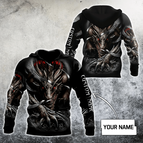 Custom Name Dark Dragon 3D Hoodie Shirt For Men And Women