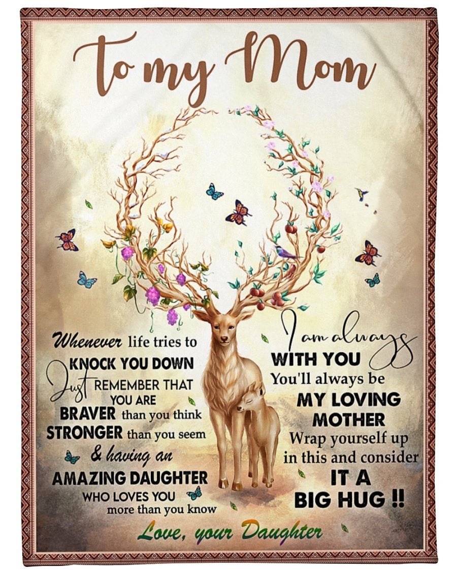 To My Mom Whenever Life Tries To Knock You Down, Fleece Blanket , Mother’S Day Gift From Daughter To Mom, Meaningful Mother’S Day Gift, Home Decor Bedding Couch Sofa Soft And Comfy Cozy