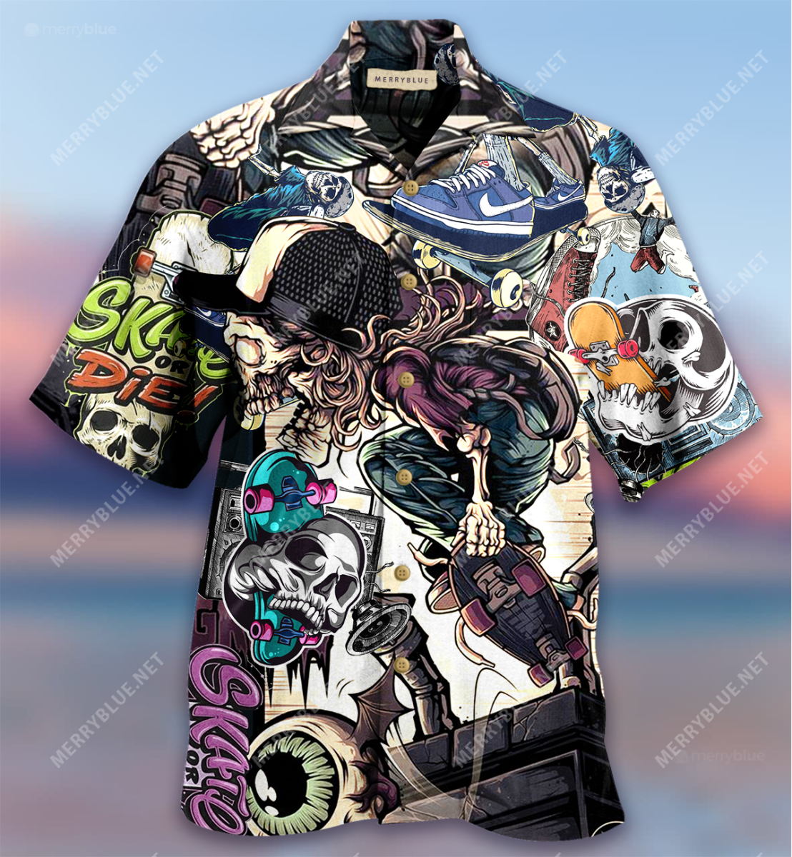 Time To Ride Skull Skateboarding Unisex Hawaii Shirt Ha22648