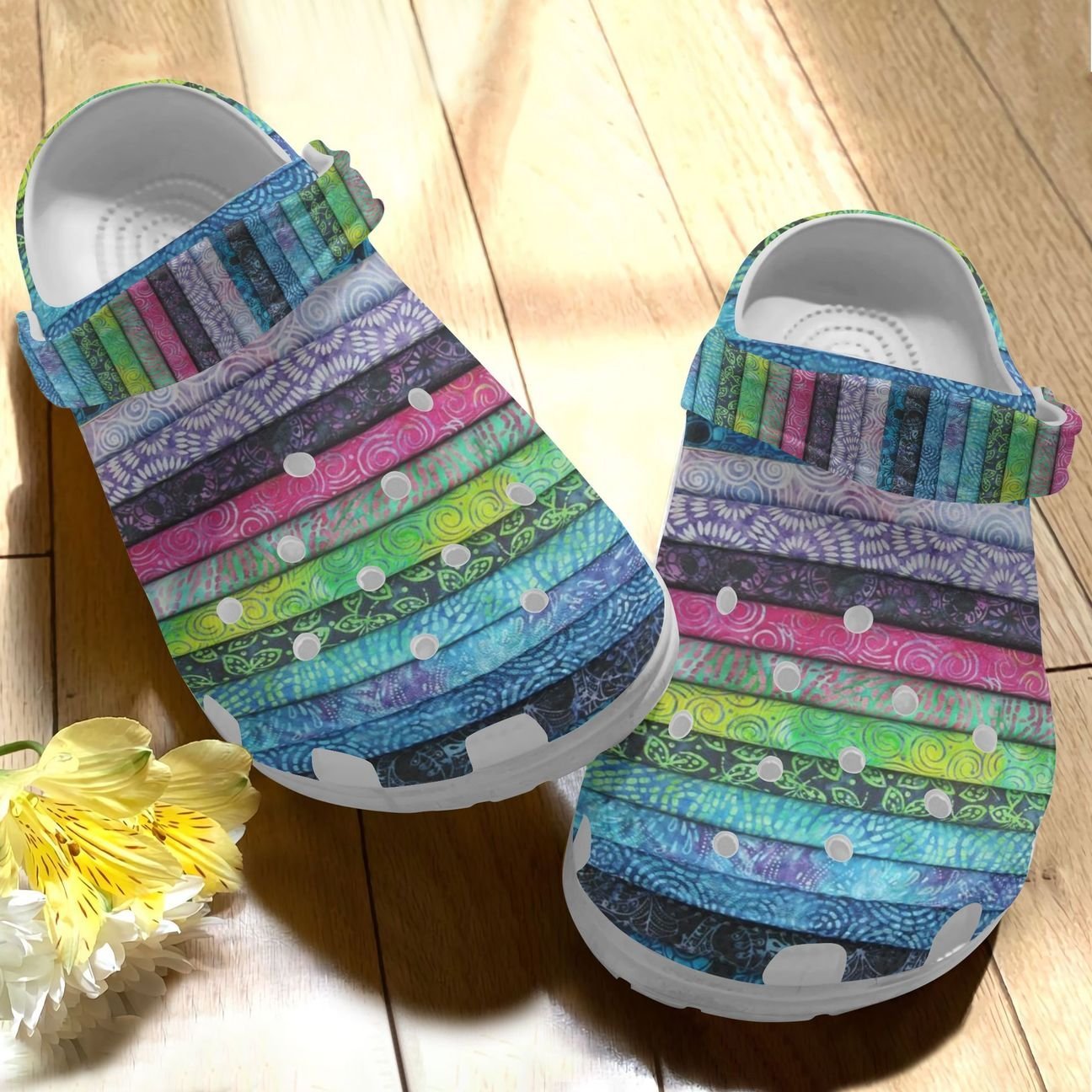 Sewing Personalize Clog, Custom Name, Text, Fashion Style For Women, Men, Kid, Print 3D Whitesole Fabric Hoarder