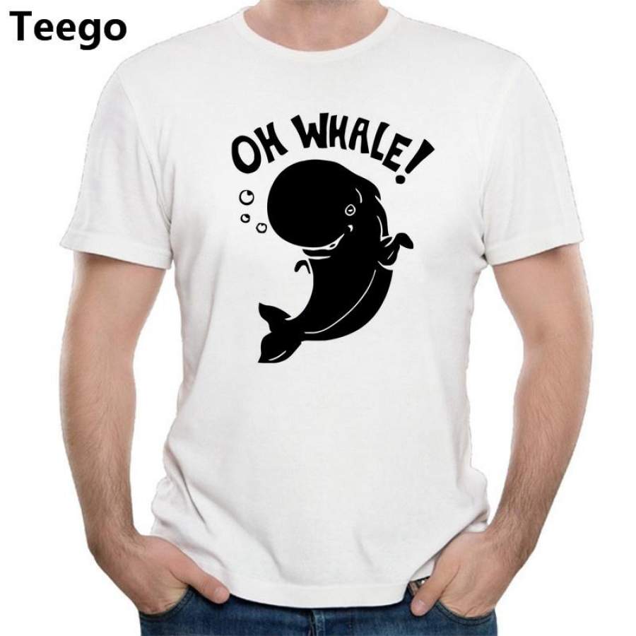 Oh Whale! The seaweed is always greener, and whales enjoy wordplay men t shirt short sleeve fashion cotton tee shirt big size