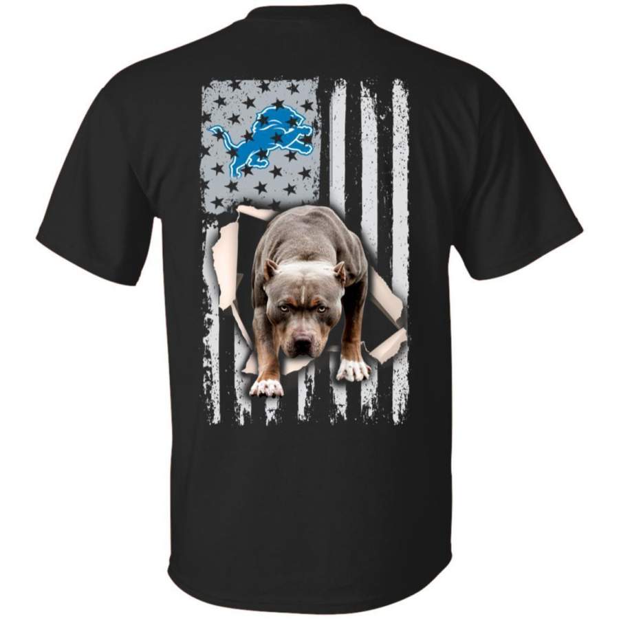 PitBull Steps Out From USA Flag Detroit Lions Team Shirt Men Women TT08